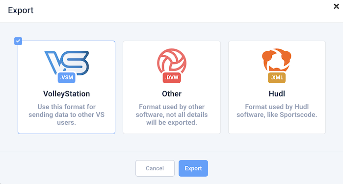 Export file format picker